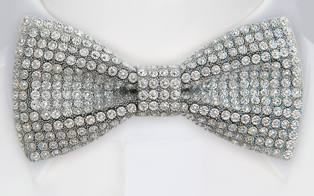 SEQUIN SILVER knuten fluga